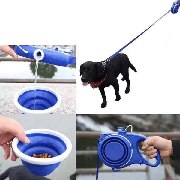 4-in-1 Multifunctional Dog Leash with Water Bottle & Bowl | Trusted by Pet Owners — Safe, Easy to Use & Built to Last