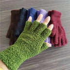 Winter Knit Half Finger Gloves | Warm Fingerless Gloves for Men & Women