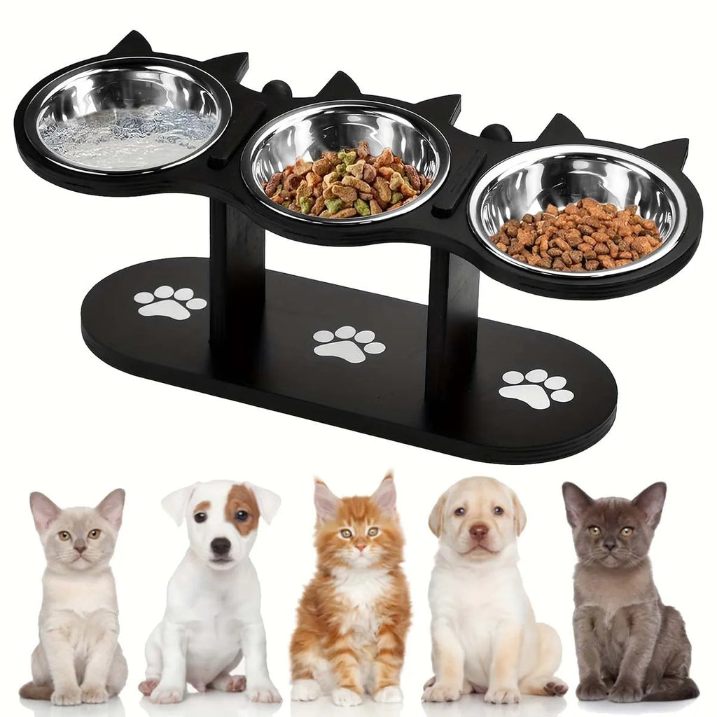 Elevated Cat Bowl with 3 Stainless Steel Dishes | Trusted by Pet Owners — Safe, Easy to Use & Built to Last
