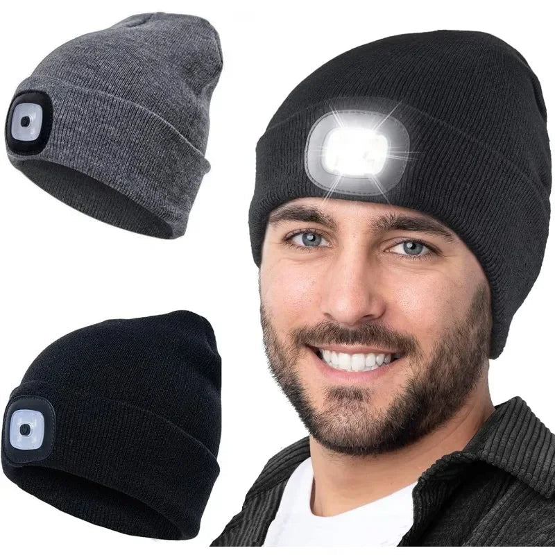 Rechargeable LED Beanie Hat | Built-In Headlight for Running, Cycling & Winter Walks