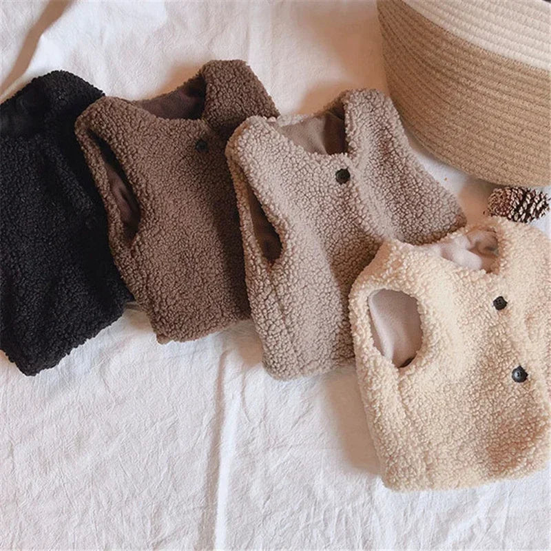 Kids Lamb Wool Winter Gilet | Fluffy Fleece Waistcoat for Toddlers & Children
