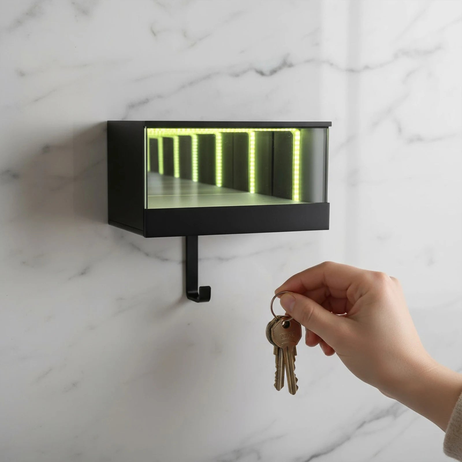 Infinity LED 3D Car Key Holder | Wall-Mounted Key Organiser with Infinity Mirror LED Effect