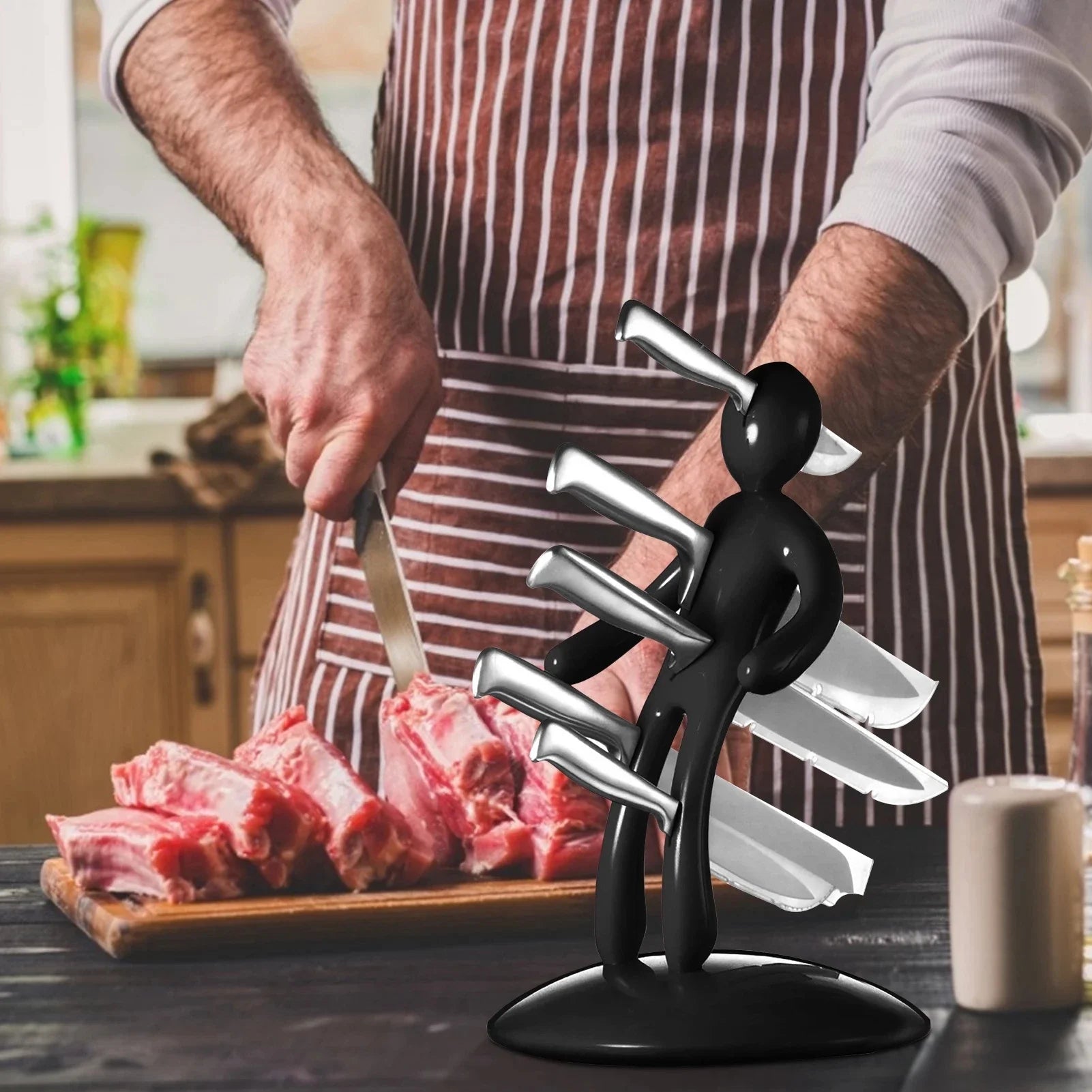 Creative Humanoid Kitchen Knife Holder Set | Sculptural Knife Block for Worktop Storage & Style