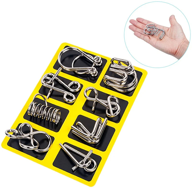 8 Piece Metal Puzzle Ring Set Brain Teaser Toys | Fun & Educational Toy for Curious, Creative, Confident Kids