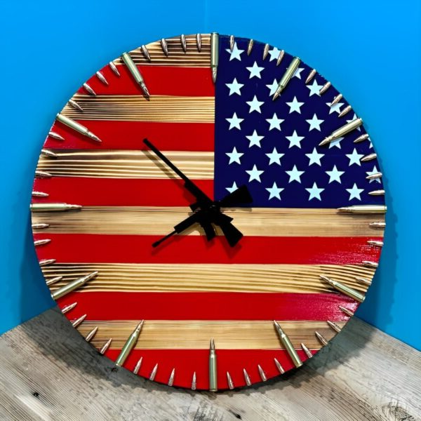 Handmade American Flag Clock | Handmade Patriotic Flag Bullet Clock | Effortlessly Functional Home Essential for Clean, Organised Living