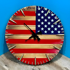 Handmade American Flag Clock | Handmade Patriotic Flag Bullet Clock | Effortlessly Functional Home Essential for Clean, Organised Living