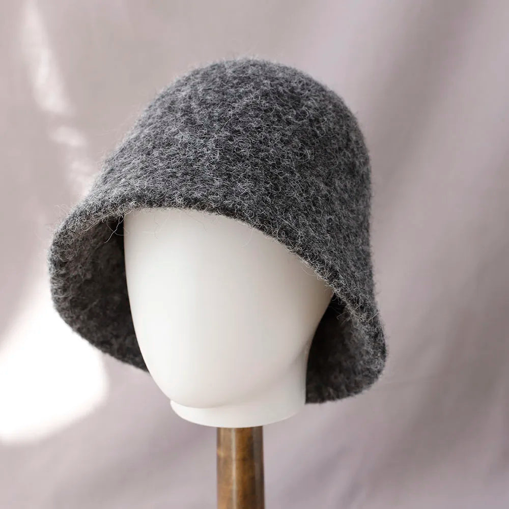Women's Winter Wool Bucket Hat | Warm Knit Wide Brim Hat for Autumn & Winter