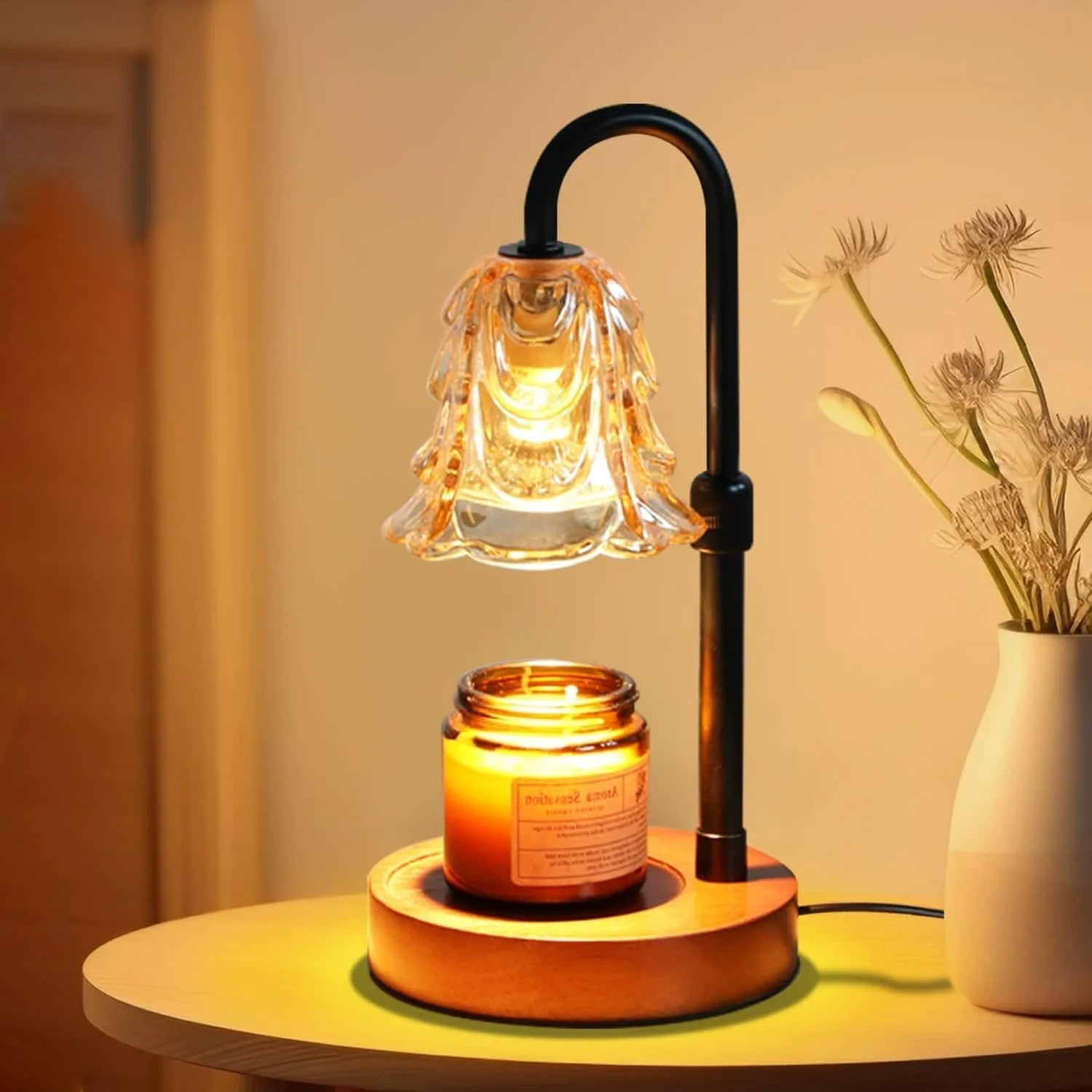 Flower Dimmable Candle Warmer Lamp | Flameless Fragrance & Dimmable Ambient Light for Home