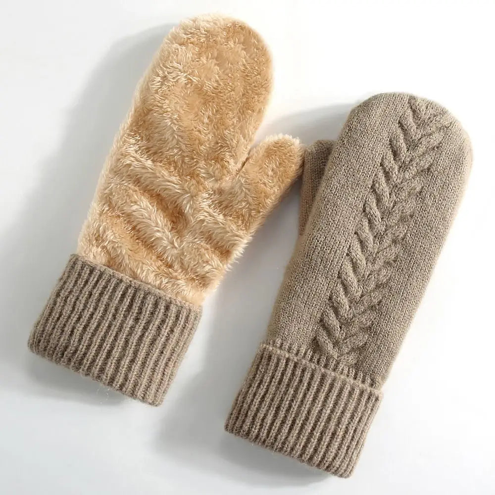 Double Layer Fleece Lined Winter Mittens | Warm Thermal Gloves for Women — 5 Colours