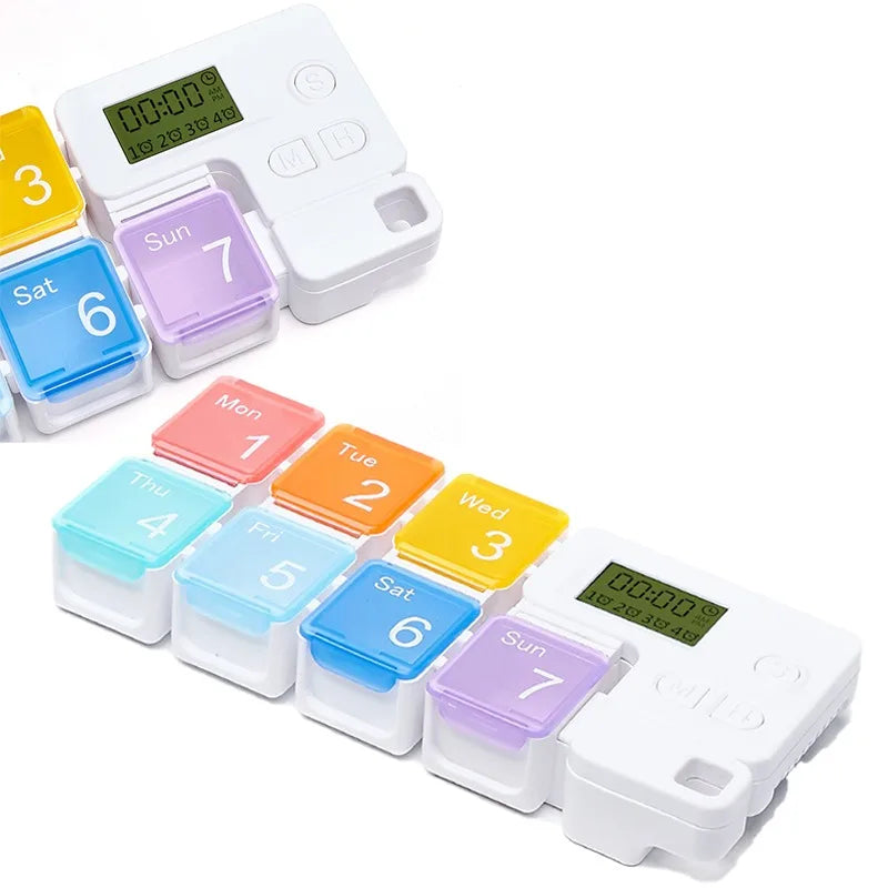 Smart Electronic Weekly Pill Organiser | 7-Day Medication Reminder with Alarm for Daily Doses