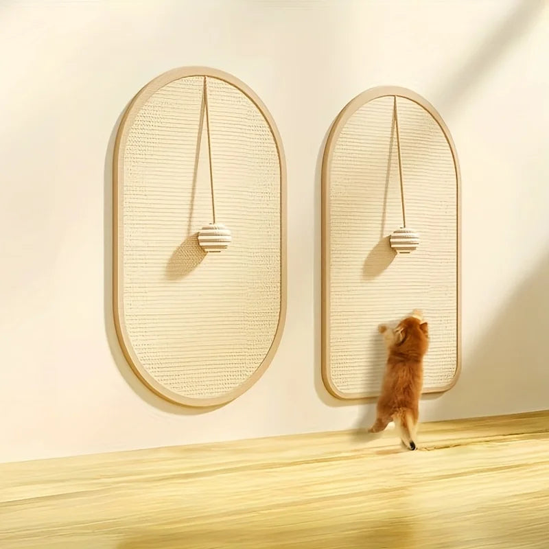 3-in-1 Wall Mounted Sisal Cat Scratch Pad | Space-Saving Scratching Post & Toy Holder for Cats