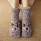 Kawaii Bear Fleece Warm Socks | Cute Fluffy Thermal Slipper Socks for Women & Girls