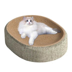 Oval Sisal 2-in-1 Cat Scratcher Bed | Natural Sisal Scratch Pad & Cosy Nap Bed for Cats