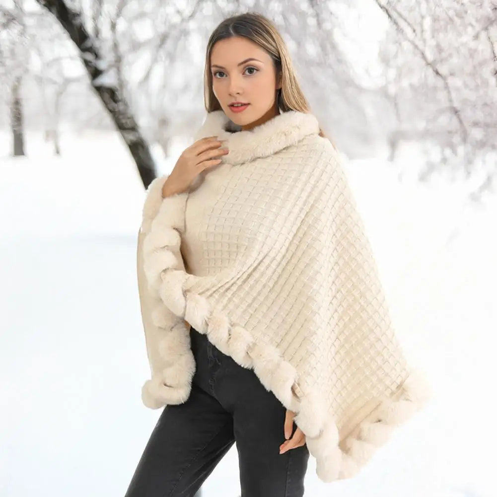 Faux Fur Shawl Cloak for Women | Luxury Wrap Cape for Winter & Evening Wear