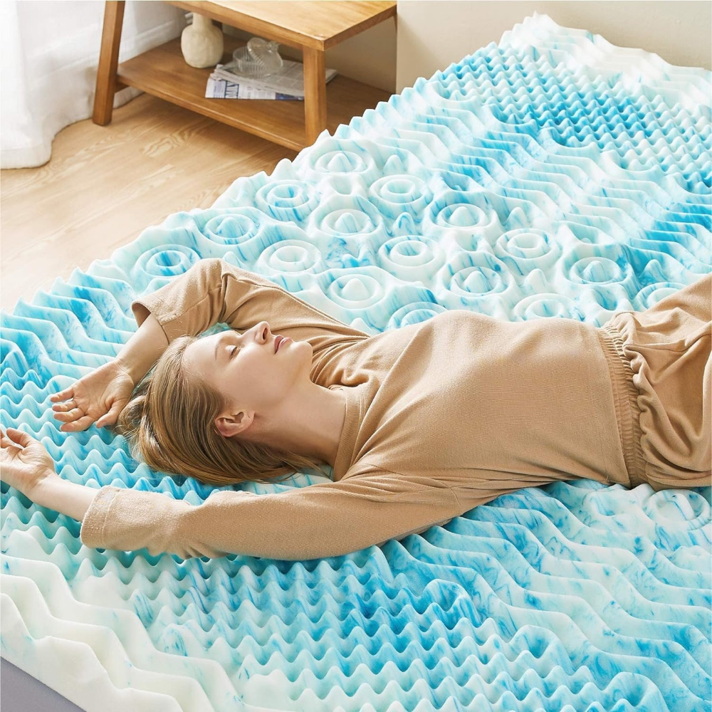 Cooling Egg Crate Foam Mattress Topper | Breathable Pressure-Relief Topper for Better Sleep and Cooler Nights