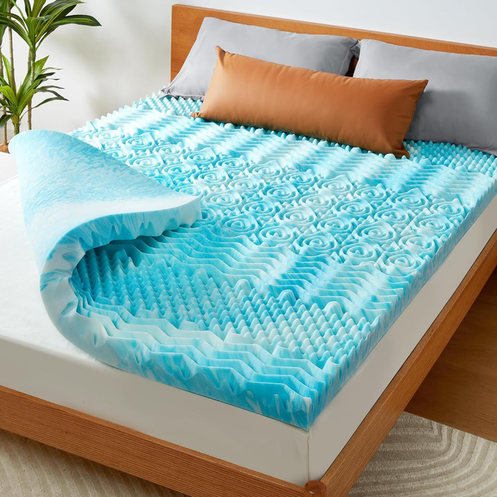 Cooling Egg Crate Foam Mattress Topper | Breathable Pressure-Relief Topper for Better Sleep and Cooler Nights