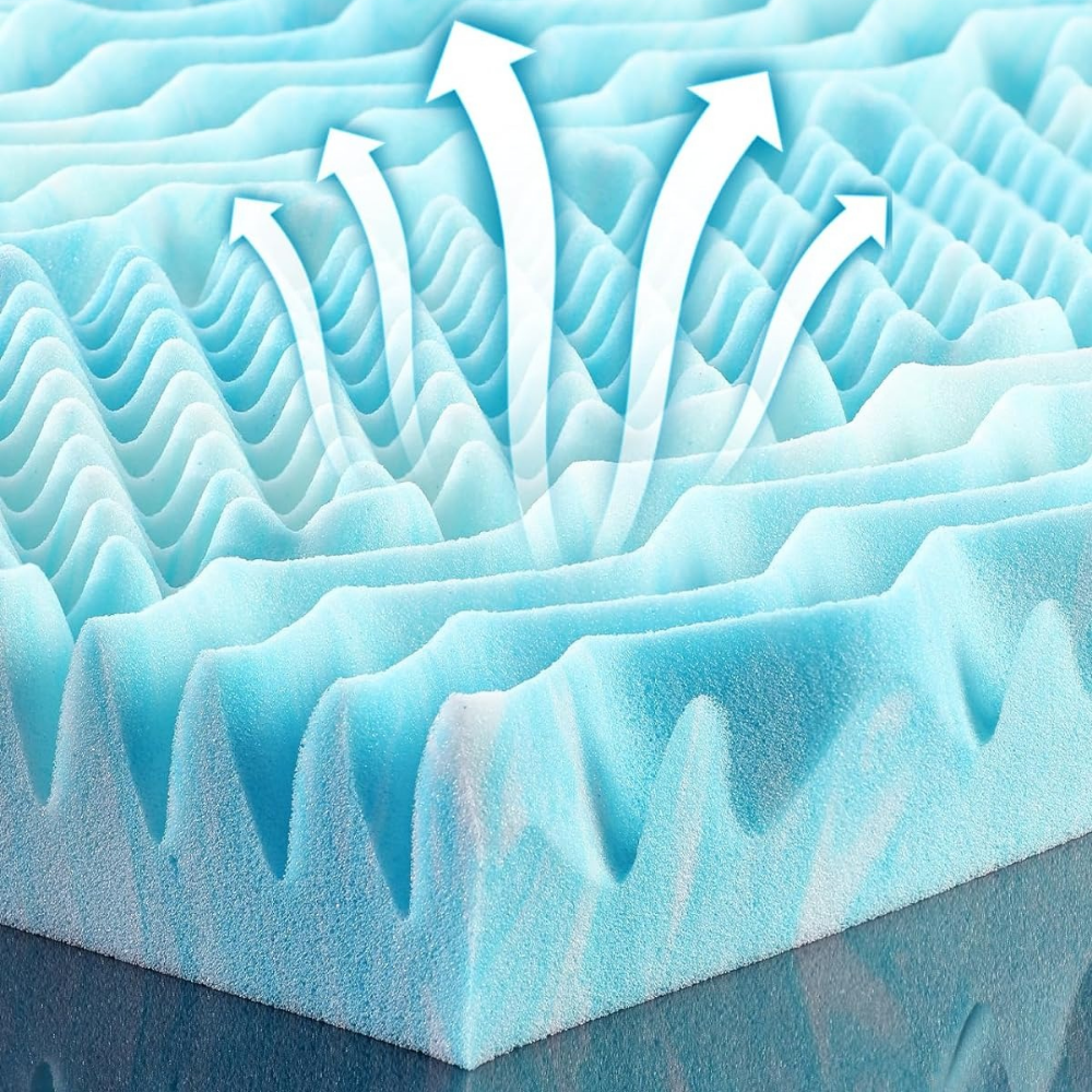 Cooling Egg Crate Foam Mattress Topper | Breathable Pressure-Relief Topper for Better Sleep and Cooler Nights