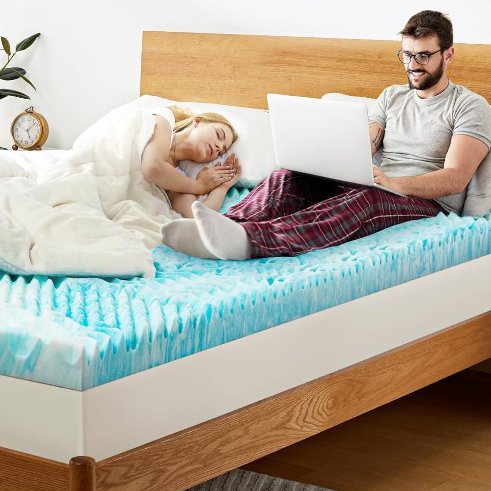 Cooling Egg Crate Foam Mattress Topper | Breathable Pressure-Relief Topper for Better Sleep and Cooler Nights