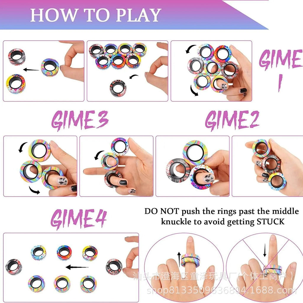 Magnetic Fidget Ring Spinner Set | Satisfying Stress Relief Toy for Adults & Teens