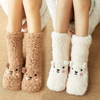 Kawaii Bear Fleece Warm Socks | Cute Fluffy Thermal Slipper Socks for Women & Girls