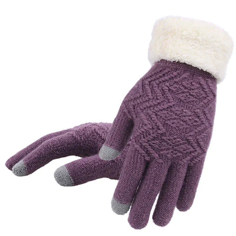 Plush Lined Touchscreen Knitted Winter Gloves | Warm Thermal Gloves for Women — Phone-Friendly