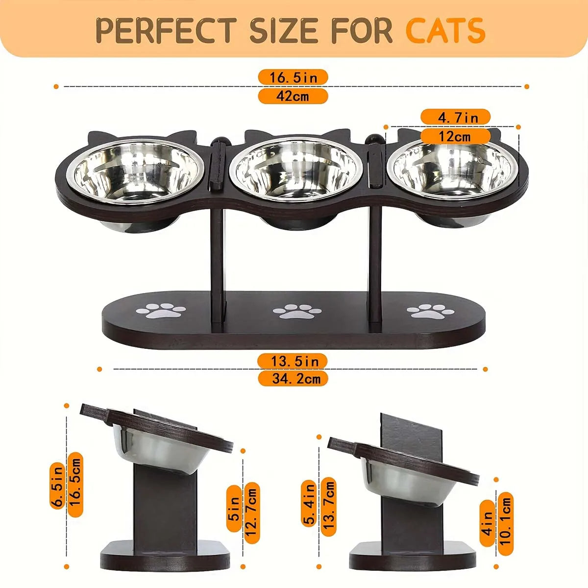 Elevated Cat Bowl with 3 Stainless Steel Dishes | Trusted by Pet Owners — Safe, Easy to Use & Built to Last