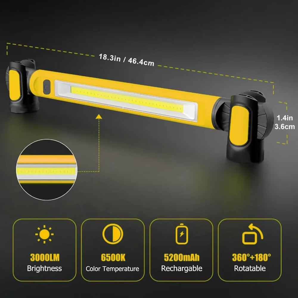 Rechargeable LED Work Light with Magnetic Base | Compact, Powerful & Ready to Go — Premium Tech at Outstanding Value