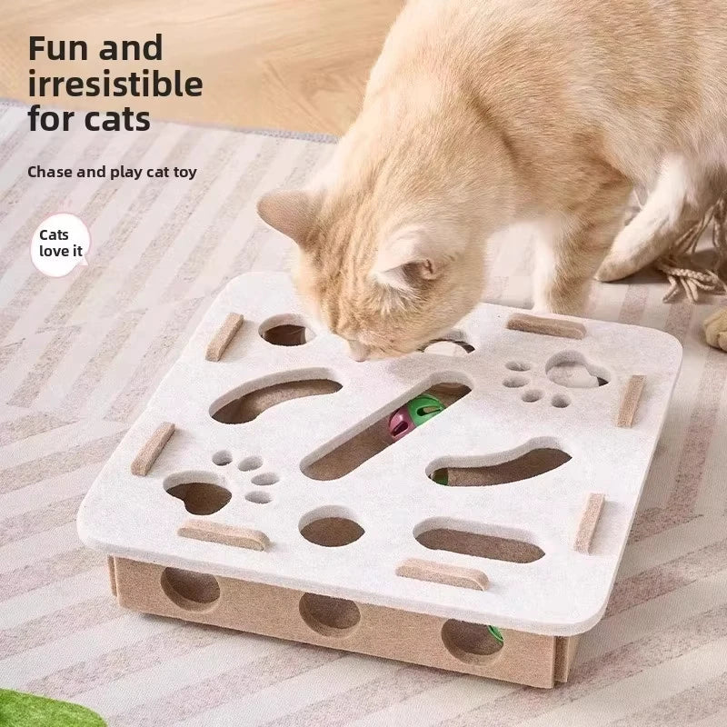 Felt Interactive Cat Puzzle Toy Box | Slow Feeder & Mental Enrichment Puzzle for Indoor Cats