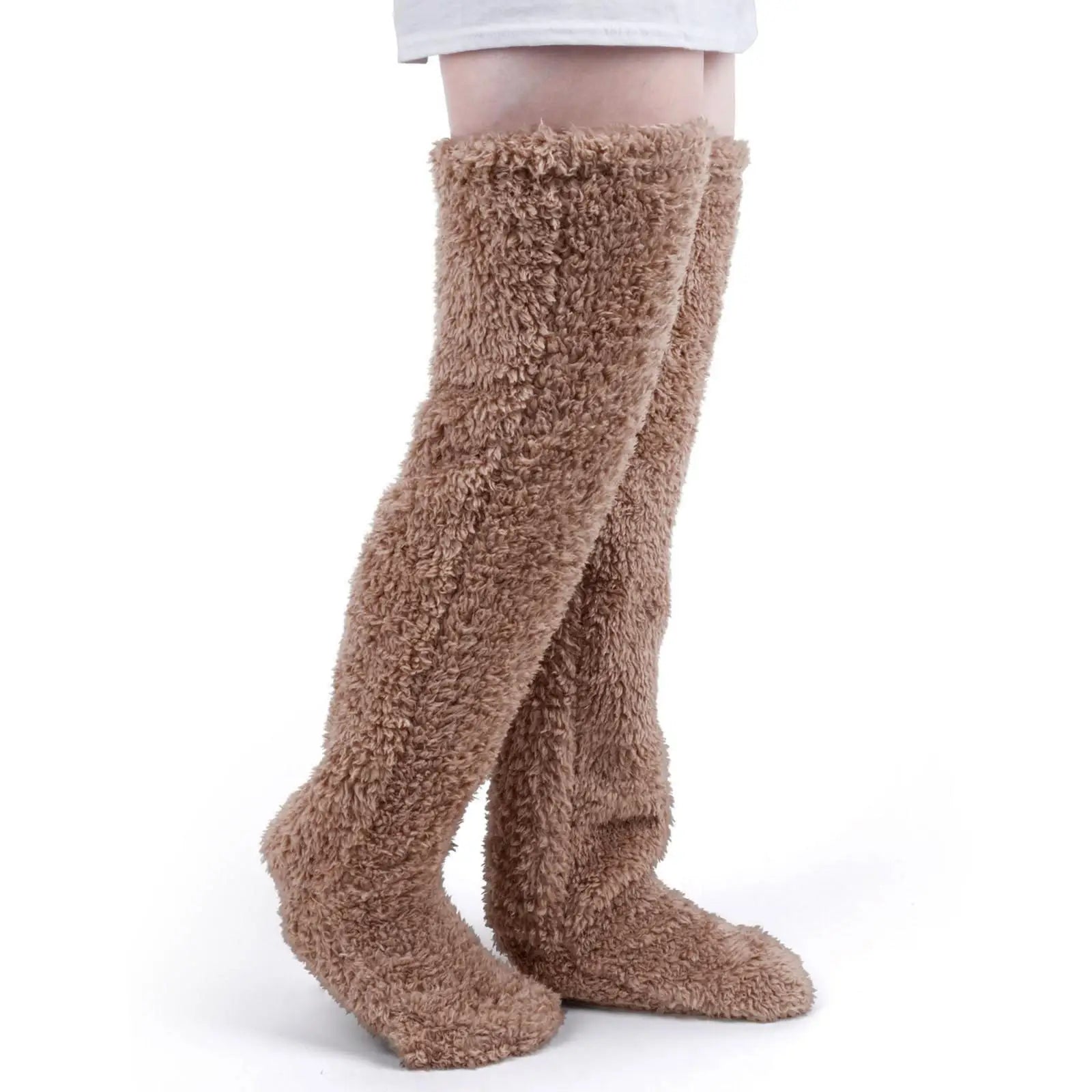 Fuzzy Thigh High Warm Socks | Over the Knee Fluffy Leg Warmers for Women