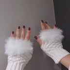 Faux Fur Fingerless Winter Gloves | Warm Fluffy Hand Warmers for Women