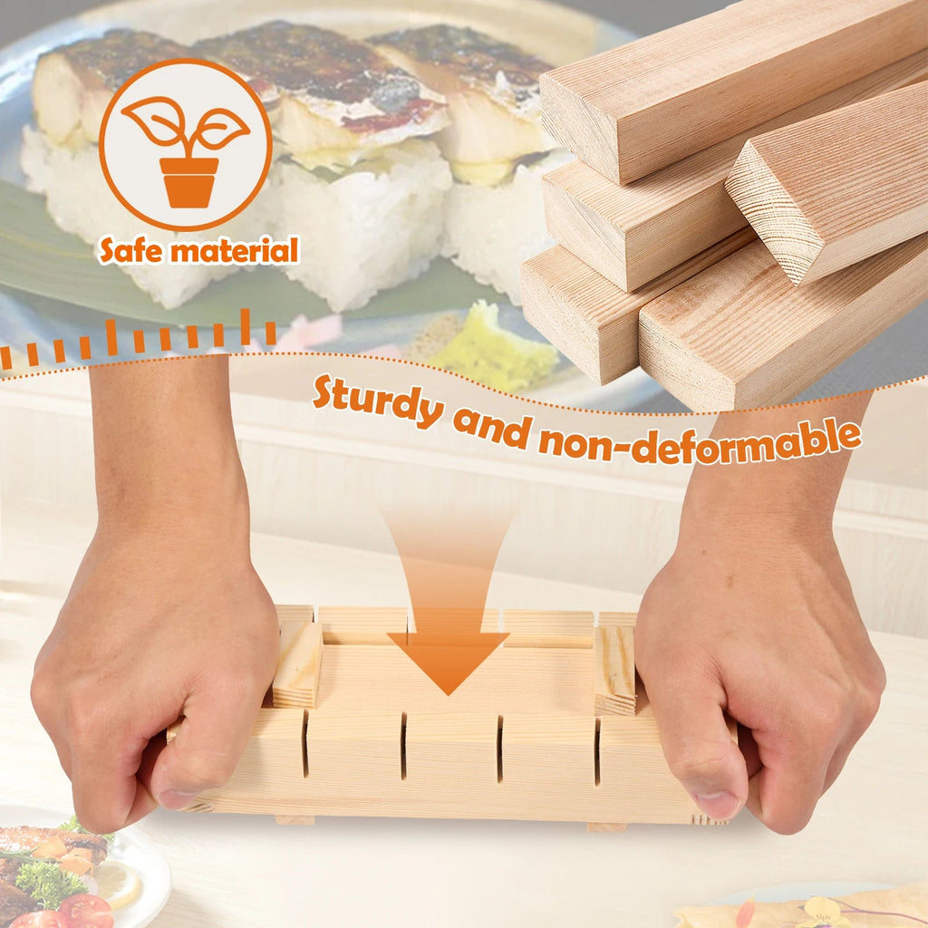 Handcrafted Wooden Sushi Maker Press Mould | Easy Home Sushi Kit for Perfect Rolls & Nigiri