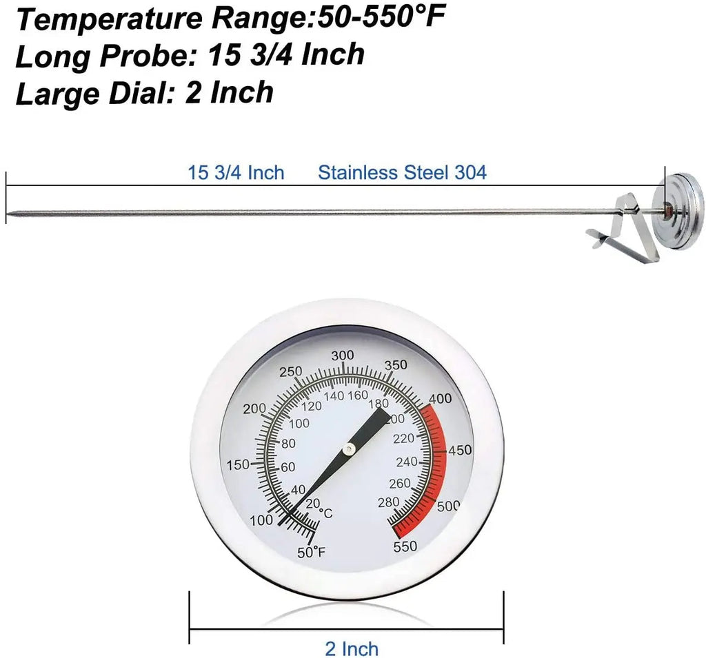 Stainless Steel Deep Fry Thermometer with Long Probe | Quality Home Accessory Built to Look Great & Last for Years