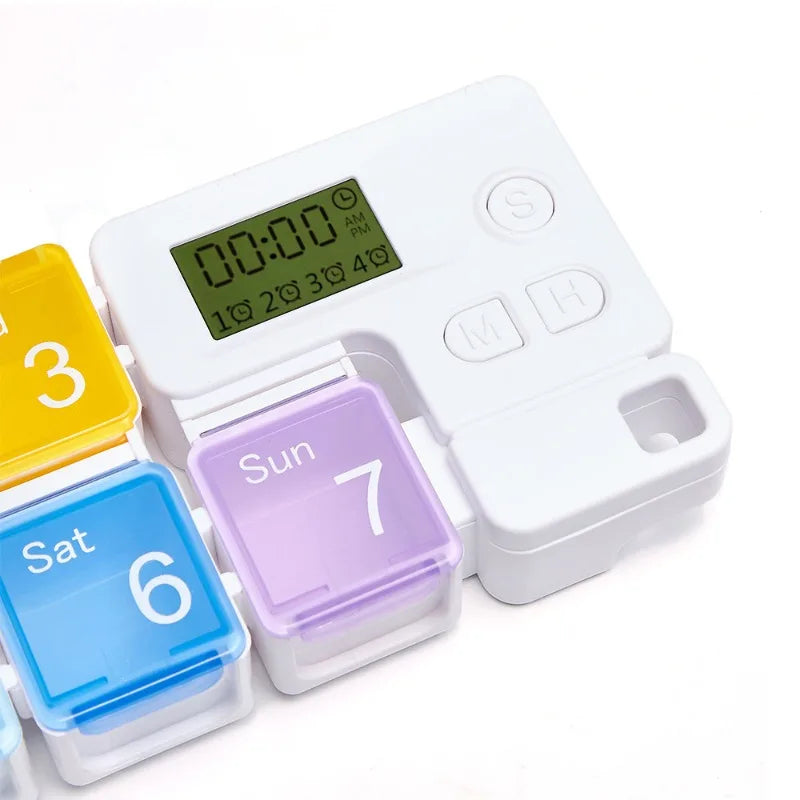 Smart Electronic Weekly Pill Organiser | 7-Day Medication Reminder with Alarm for Daily Doses