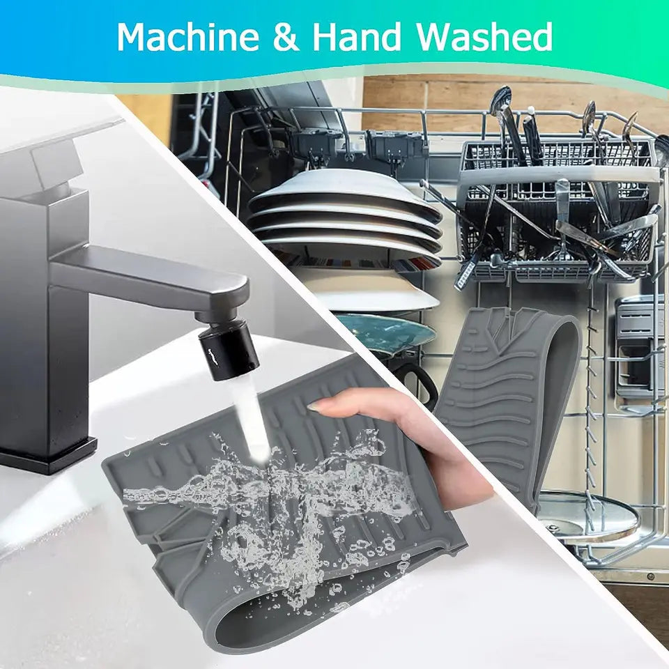 Silicone Kitchen Sink Splash Guard | Waterproof Countertop Protector for Kitchen & Bathroom