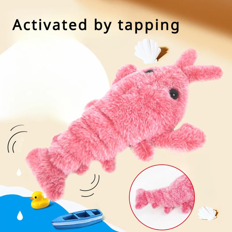 Electric Jumping Shrimp Interactive Cat & Dog Toy | Motion-Activated Wriggling Plush Pet Toy