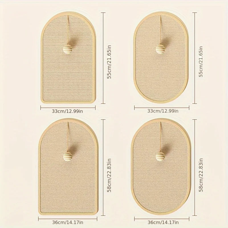 3-in-1 Wall Mounted Sisal Cat Scratch Pad | Space-Saving Scratching Post & Toy Holder for Cats