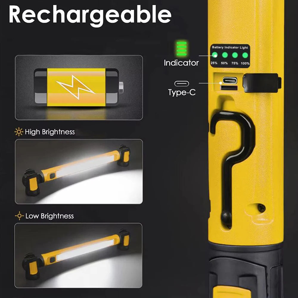 Rechargeable LED Work Light with Magnetic Base | Compact, Powerful & Ready to Go — Premium Tech at Outstanding Value