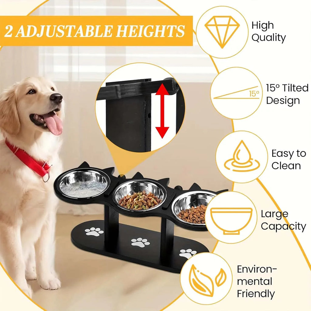 Elevated Cat Bowl with 3 Stainless Steel Dishes | Trusted by Pet Owners — Safe, Easy to Use & Built to Last