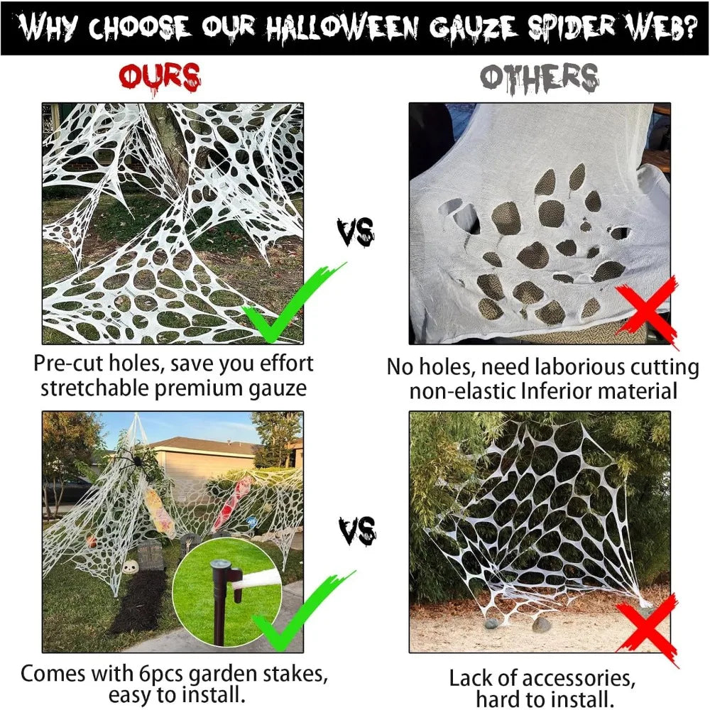 Halloween Giant Spider Web Decoration with Stakes | Festive, Charming & Built to Create Magical, Lasting Seasonal Memories