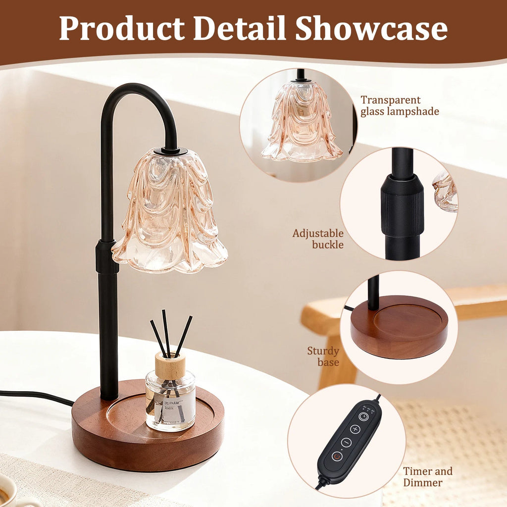 Flower Dimmable Candle Warmer Lamp | Flameless Fragrance & Dimmable Ambient Light for Home