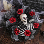 Halloween Garland Red Rose Skull Front Door Wreath | Some Decorations Are Just Décor — This One Becomes Part of Your Tradition