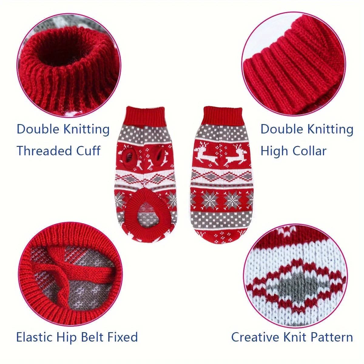 Knitted Dog Christmas Jumper | Festive Pet Sweater for Small Dogs
