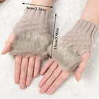 Faux Fur Fingerless Winter Gloves | Warm Fluffy Hand Warmers for Women