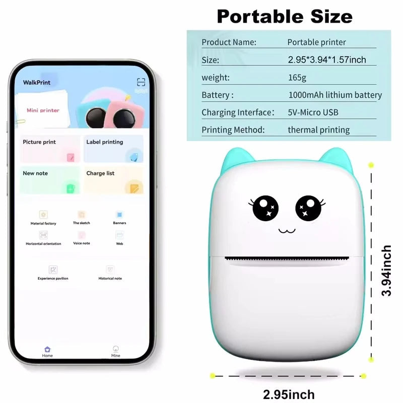 Mini Wireless Bluetooth Thermal Label Printer | Portable No-Ink Label Maker for iOS & Android