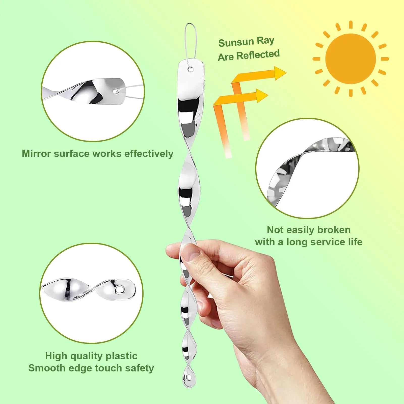 Reflective Bird Deterrent Spiral Rod | Built for British Weather — Durable, Attractive Outdoor Design