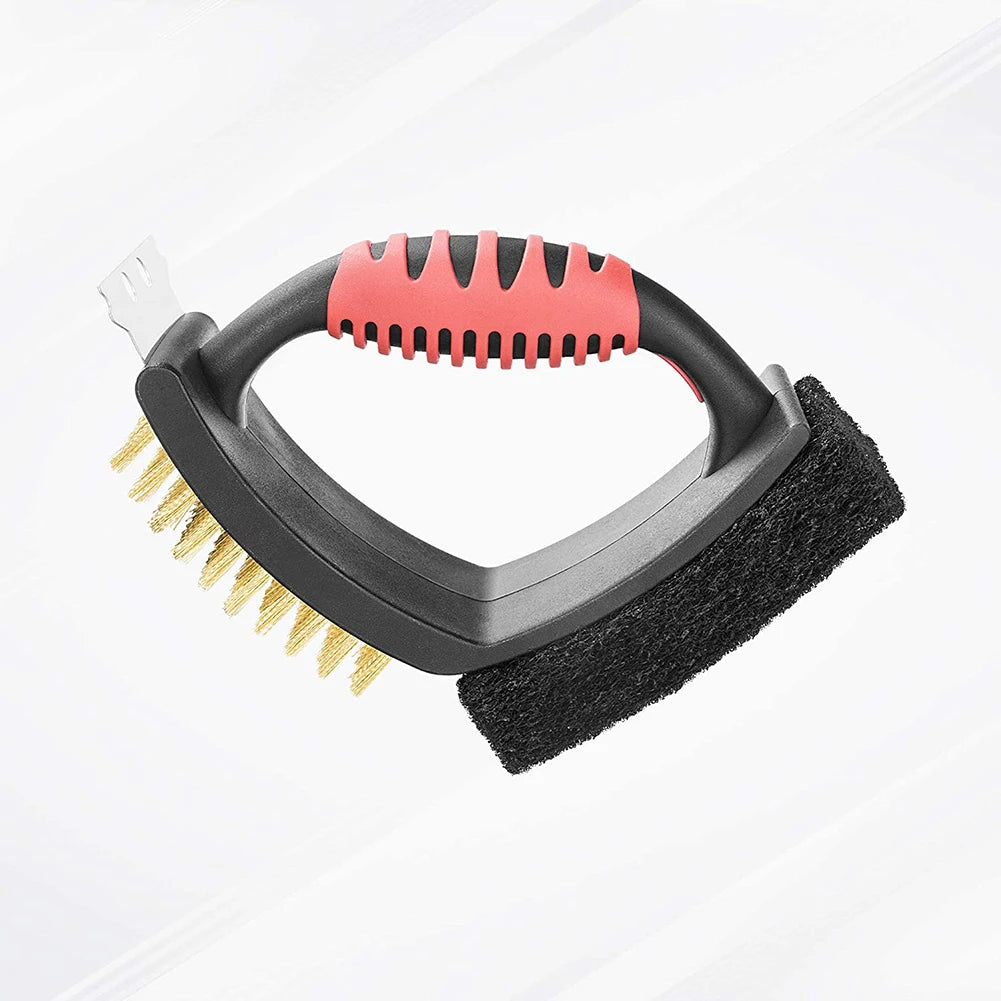 3 in 1 Grill Brush with Brass Bristles and Scraper | Hardy, Weather-Resistant & Beautifully Designed for Your Outdoor Space