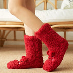 Kawaii Bear Fleece Warm Socks | Cute Fluffy Thermal Slipper Socks for Women & Girls