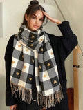 Cosy Checkered Winter Scarf Shawl | Large Warm Wrap Scarf for Women