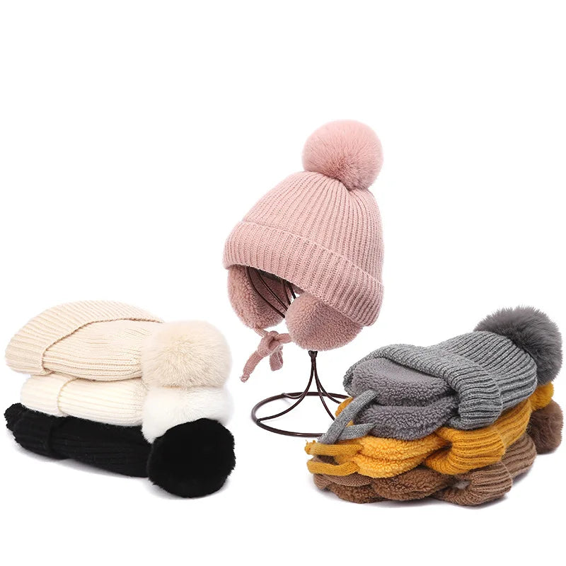 Kids Knit Beanie with Earflaps | Warm Winter Hat for Toddlers & Children