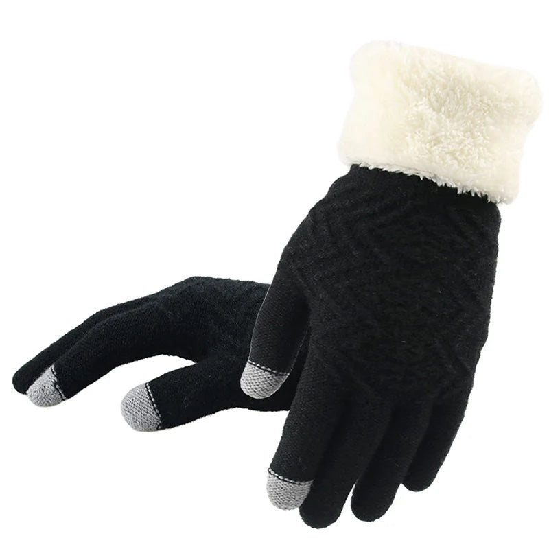 Plush Lined Touchscreen Knitted Winter Gloves | Warm Thermal Gloves for Women — Phone-Friendly